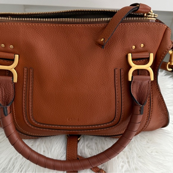 Chloe Tan Leather Satchel with Gold Accents Caramel Medium. Like New - Picture 13 of 14